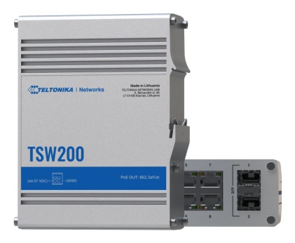 Teltonika TSW200 switch di rete Non gestito Gigabit Ethernet (10/100/1000) Supporto Power over Ethernet (PoE) Alluminio
