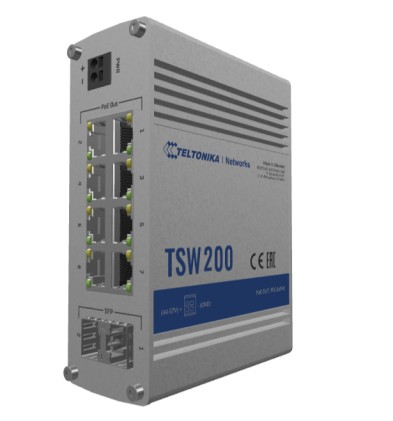 Teltonika TSW200 switch di rete Non gestito Gigabit Ethernet (10/100/1000) Supporto Power over Ethernet (PoE) Alluminio
