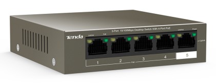Tenda Switch 5-Port 10/100Mbps Desktop With 4-Port Poe