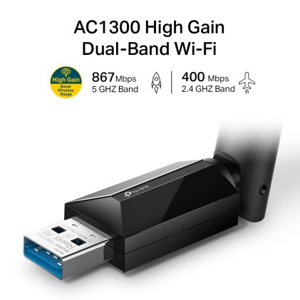 Scheda Ac1300 High Gain Wifi Dual Band Adapter 867Mbps+400Mbps Usb3.0