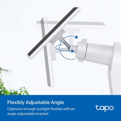 Pannello solare TP-Link Tapo A201 con supporto per fotocamera - 2,5 W - Cavo da 4 m - IP65 - Include accessori di montaggio - Nero e bianco
