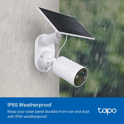 Pannello solare TP-Link Tapo A201 con supporto per fotocamera - 2,5 W - Cavo da 4 m - IP65 - Include accessori di montaggio - Nero e bianco