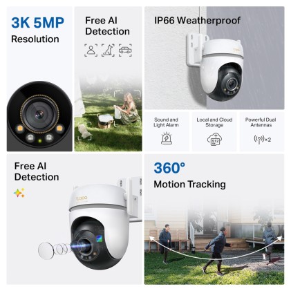 TP-Link Tapo TC43(EU) V2 Sferico Telecamera di sicurezza IP Interno e esterno 2880 x 1620 Pixel Soffitto/Parete/Palo