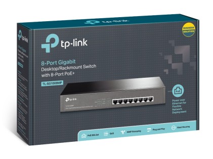 TP-Link TL-SG1008MP Non gestito Gigabit Ethernet (10/100/1000) Supporto Power over Ethernet (PoE) 1U Nero