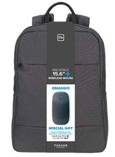 Tucano Zaino + Mouse Wireless Bundle,Per Laptop Fino 15,6,Con Tasca Frontale E Laterali