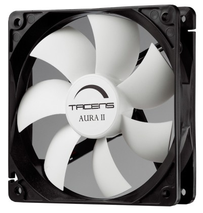 Tacens Aura II 12cm Case per computer Ventilatore Nero, Bianco