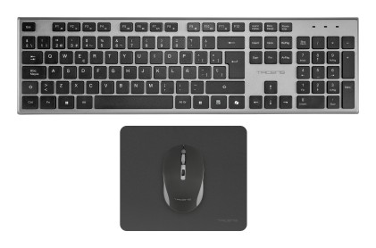 Tacens 6ZENITHES tastiera Mouse incluso Casa/ufficio RF Wireless QWERTY Spagnolo Grigio