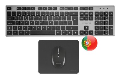 Tacens 6ZENITHPT tastiera Mouse incluso Casa/ufficio RF Wireless QWERTY Portoghese Grigio