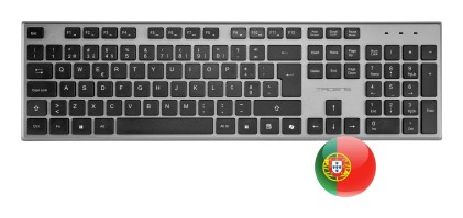 Tacens 6ZENITHPT tastiera Mouse incluso Casa/ufficio RF Wireless QWERTY Portoghese Grigio