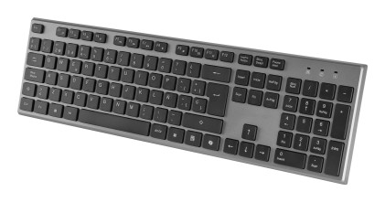 Tacens 6ZENITHPT tastiera Mouse incluso Casa/ufficio RF Wireless QWERTY Portoghese Grigio