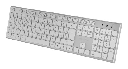 Tacens 6ZENITHWES tastiera Mouse incluso Casa/ufficio RF Wireless QWERTY Spagnolo Argento, Bianco