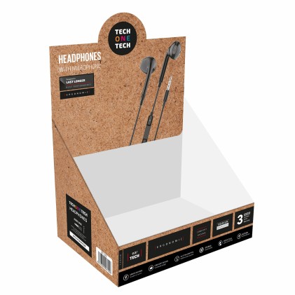 TechOneTech espositore di 12 auricolari - Microfono integrato - Mini jack da 3,5 mm - Assistente vocale - Cavo da 1,20 m