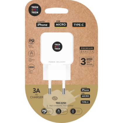 TECH1TECH TEC2251 Caricabatterie per dispositivi mobili Bianco Interno