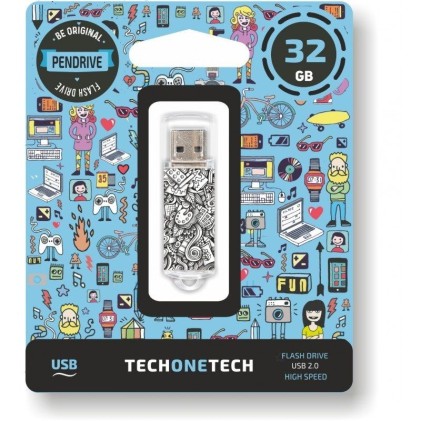 TECH1TECH TEC4016-32 unit&agrave; flash USB 32 GB USB tipo A 2.0 Nero, Bianco