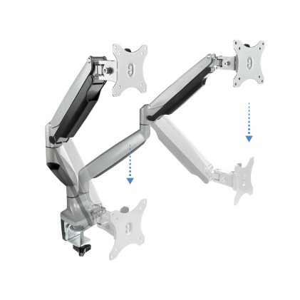 TooQ DB3132TNR-S supporto da tavolo per Tv a schermo piatto 81,3 cm (32") Morsa/Bullone di ancoraggio Argento