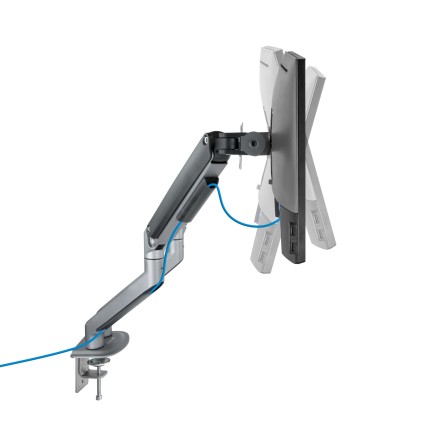 Tooq Supporto da Tavolo per Schermo Inclinabile Girevole 2 Bracci 17-32" - Colore Grigio