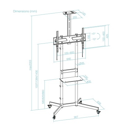 TooQ FS1151M-B Supporto TV a parete 177,8 cm (70") Nero