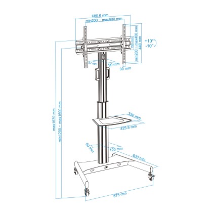 TooQ FS1970M-B Supporto per display espositivi 177,8 cm (70") Nero