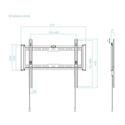TooQ LP1073F-B Supporto TV a parete 177,8 cm (70") Nero