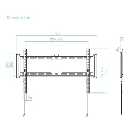 TooQ LP1083F-B Supporto TV a parete 2,03 m (80") Nero