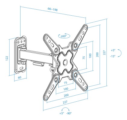 TooQ LP1343TN-B Supporto TV a parete 109,2 cm (43") Nero