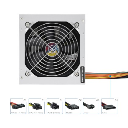 TooQ TQAPOLO-500SP alimentatore per computer 500 W 20+4 pin ATX ATX Argento