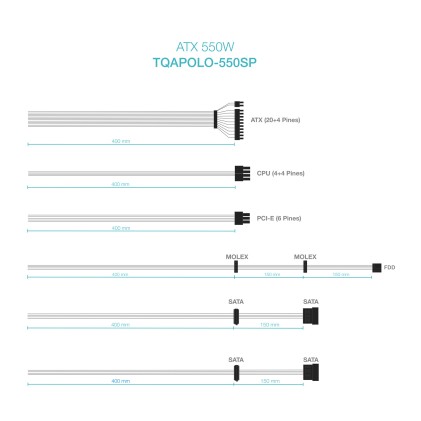 TooQ TQAPOLO-550SP alimentatore per computer 550 W 20+4 pin ATX ATX Argento