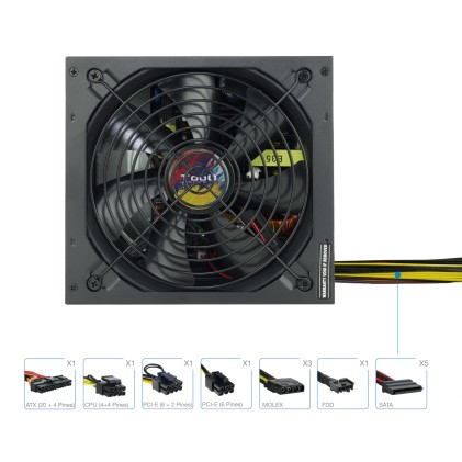 TooQ TQAPOLO-600SP alimentatore per computer 600 W 20+4 pin ATX ATX Nero