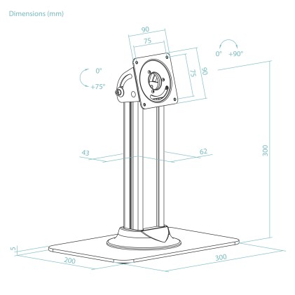 TooQ TQATC2601-B carrello e supporto multimediale Nero Tablet