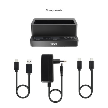 TooQ TQDS-502B docking station per unit&agrave; di archiviazione USB 3.2 Gen 1 (3.1 Gen 1) Type-C Nero