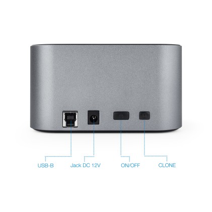 TooQ TQDS-805G docking station per unità di archiviazione USB 3.2 Gen 1 (3.1 Gen 1) Type-B Alluminio