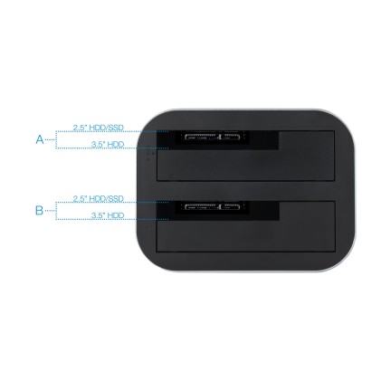 TooQ TQDS-805G docking station per unità di archiviazione USB 3.2 Gen 1 (3.1 Gen 1) Type-B Alluminio
