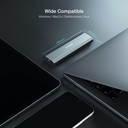 TooQ Shura Box esterno SSD Grigio M.2
