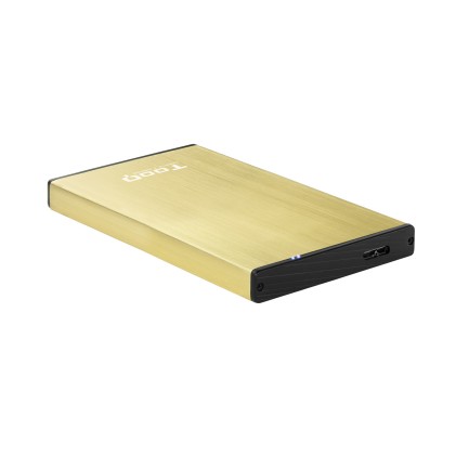 TooQ TQE-2527GD contenitore di unit&agrave; di archiviazione Box esterno HDD Nero, Oro 2.5"