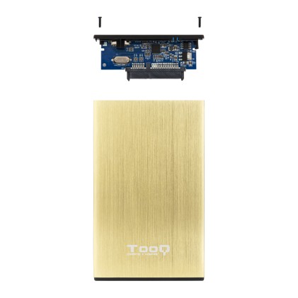 TooQ TQE-2527GD contenitore di unit&agrave; di archiviazione Box esterno HDD Nero, Oro 2.5"