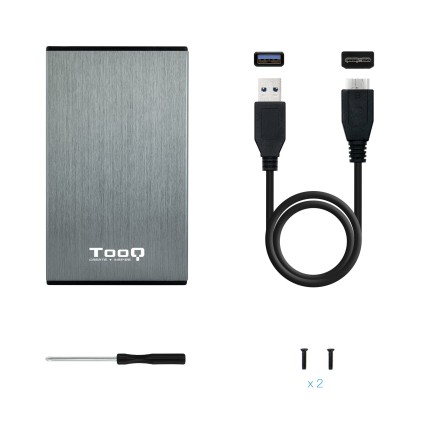 TooQ TQE-2527G contenitore di unità di archiviazione Box esterno HDD Nero, Grigio 2.5"