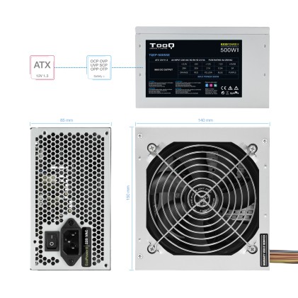 TooQ TQEP-500SSE alimentatore per computer 500 W 24-pin ATX ATX Argento