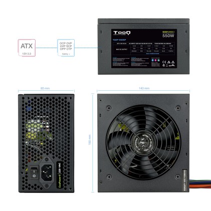 TooQ TQEP-550SP alimentatore per computer 550 W 20+4 pin ATX ATX Nero