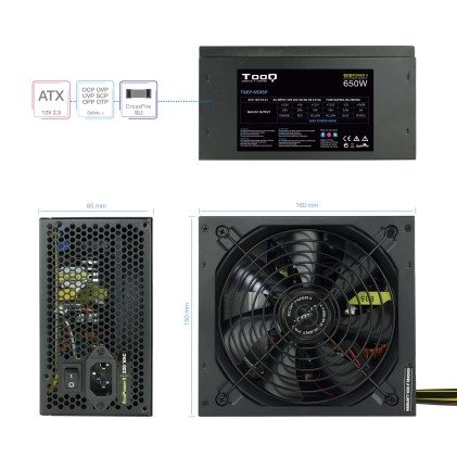 TooQ TQEP-650SP alimentatore per computer 650 W 20+4 pin ATX ATX Nero