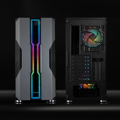 TooQ Nightcity Midi Tower Nero, Argento