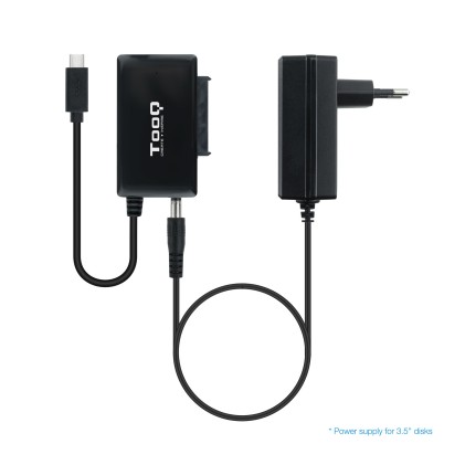 Tooq Adattatore USB 3.0 da USB-C a SATA per dischi rigidi da 2,5" e 3,5" con alimentatore - Colore nero
