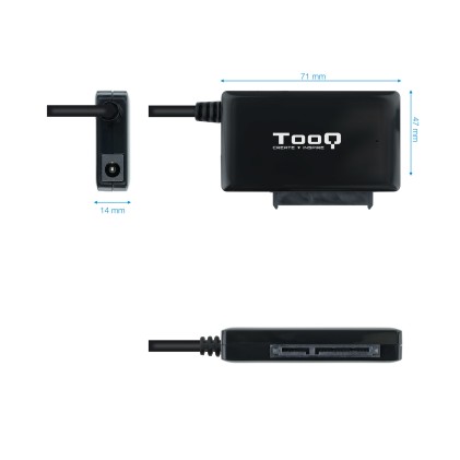 Tooq Adattatore USB 3.0 da USB-C a SATA per dischi rigidi da 2,5" e 3,5" con alimentatore - Colore nero