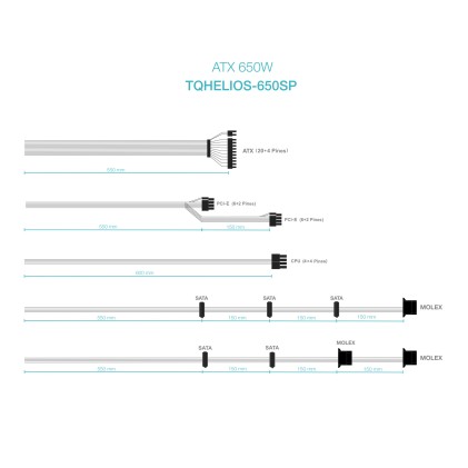 TooQ TQHELIOS-650SP alimentatore per computer 650 W 24-pin ATX ATX Nero