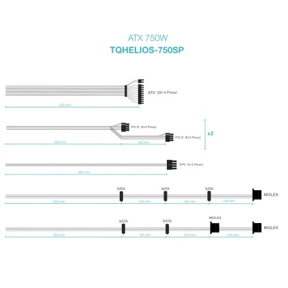 TooQ TQHELIOS-750SP alimentatore per computer 750 W 24-pin ATX ATX Nero