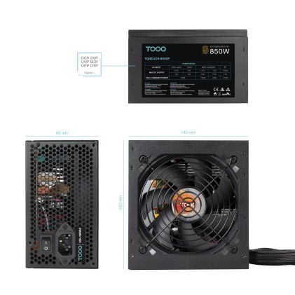TooQ TQHELIOS-850SP alimentatore per computer 850 W 24-pin ATX ATX Nero