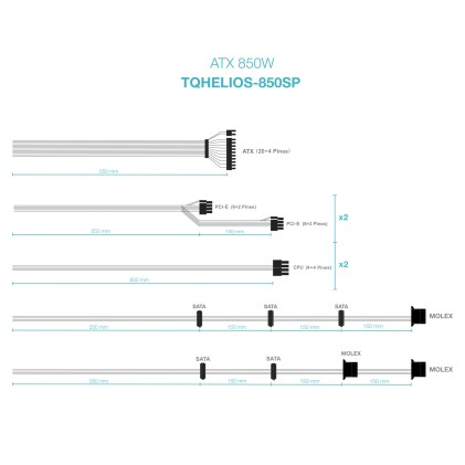 TooQ TQHELIOS-850SP alimentatore per computer 850 W 24-pin ATX ATX Nero