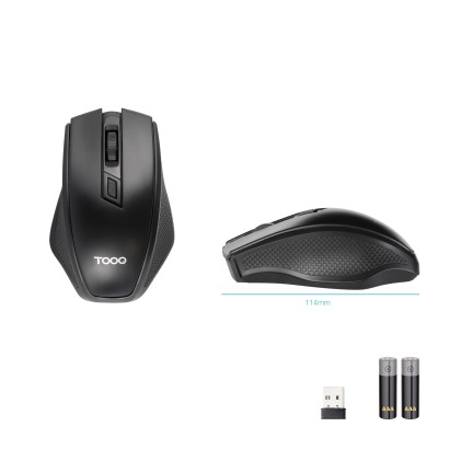 TooQ TQMW-1102-B mouse Universale Mano destra RF Wireless Ottico 1600 DPI