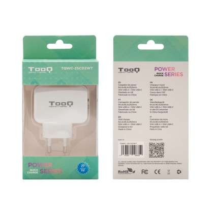 TooQ TQWC-2SC02WT Caricabatterie per dispositivi mobili Bianco Interno