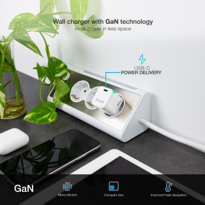 TooQ TQWC-GANPD30WT Caricabatterie per dispositivi mobili Bianco Interno