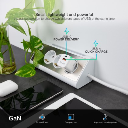 TooQ TQWC-GANQCPD30WT Caricabatterie per dispositivi mobili Bianco Interno